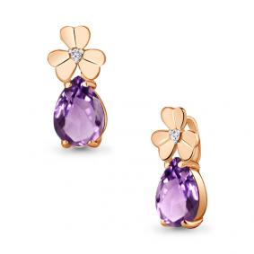 Подвеска из золочёного серебра AQUAMARINE А2530404А-п с фианитом и аметистом А2530404А-п фото
