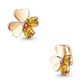 Подвеска из золочёного серебра AQUAMARINE А2530506А-п с фианитом и цитрином А2530506А-п фото