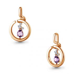 Подвеска из золочёного серебра AQUAMARINE А2530604А-п с фианитом и аметистом А2530604А-п фото