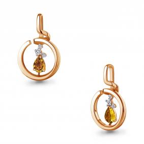 Подвеска из золочёного серебра AQUAMARINE А2530606А-п с фианитом и цитрином А2530606А-п фото