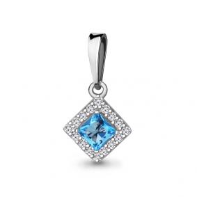 Серебряная подвеска AQUAMARINE А2533405А с топазом и фианитом А2533405А фото