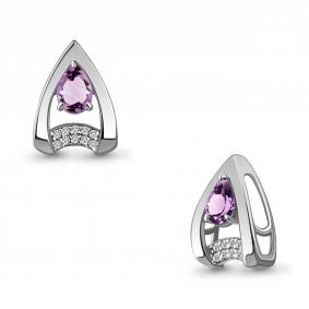 Серебряная подвеска AQUAMARINE А2534404А с фианитом и аметистом А2534404А фото