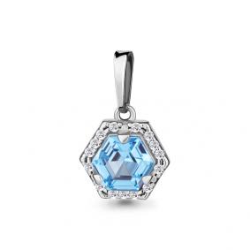 Серебряная подвеска AQUAMARINE А2534792А с топазом и фианитом А2534792А фото