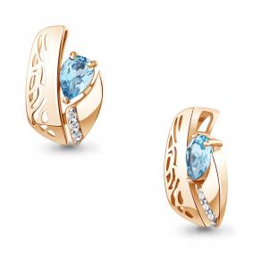 Подвеска из золочёного серебра AQUAMARINE А2540305А-п с топазом и фианитом А2540305А-п фото