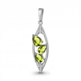 Серебряная подвеска AQUAMARINE А2541007А с фианитом и хризолитом А2541007А фото