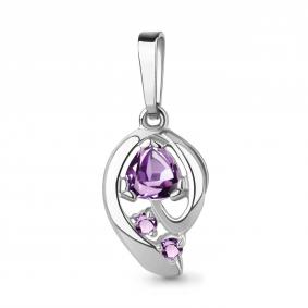 Серебряная подвеска AQUAMARINE А2541304 с аметистом А2541304 фото