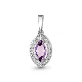 Серебряная подвеска AQUAMARINE А2543504А с фианитом и аметистом А2543504А фото