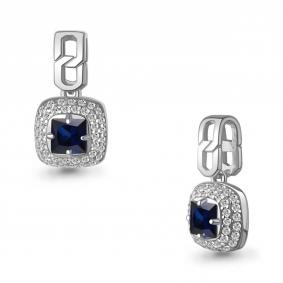 Серебряная подвеска AQUAMARINE А25437АБ с фианитом и гидротермальным сапфиром А25437АБ фото