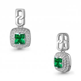 Серебряная подвеска AQUAMARINE А25437АГ с фианитом и гидротермальным изумрудом А25437АГ фото