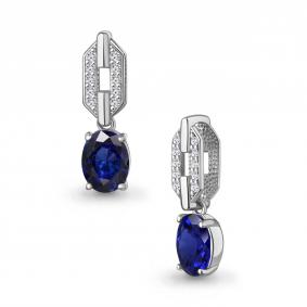 Серебряная подвеска AQUAMARINE А25446АБ с фианитом и гидротермальным сапфиром А25446АБ фото