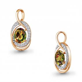 Подвеска из золочёного серебра AQUAMARINE А2544919А-пк с фианитом и султанитом А2544919А-пк фото