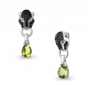 Серебряная подвеска AQUAMARINE А2546107ГЧ с хризолитом, гидротермальным изумрудом и ювелирным кристаллом А2546107ГЧ фото