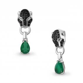 Серебряная подвеска AQUAMARINE А2546109ГЧ с агатом, гидротермальным изумрудом и ювелирным кристаллом А2546109ГЧ фото