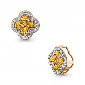 Серебряная подвеска AQUAMARINE А2546406А-п с фианитом и цитрином А2546406А-п фото