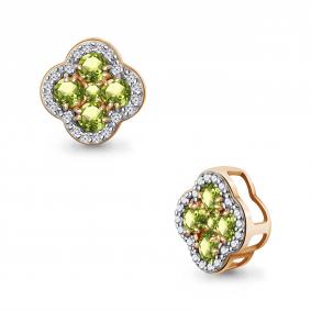 Серебряная подвеска AQUAMARINE А2546407А-п с фианитом и хризолитом А2546407А-п фото