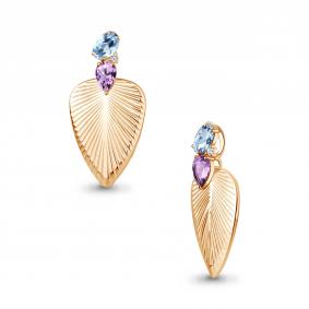 Подвеска из золочёного серебра AQUAMARINE А2547430А-п с топазом, фианитом и аметистом А2547430А-п фото