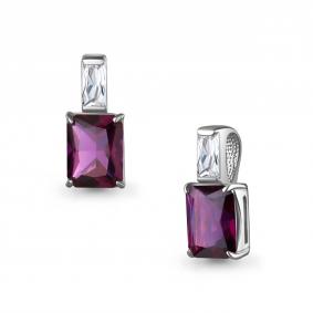 Серебряная подвеска AQUAMARINE А2548484 с фианитом и аметистом А2548484 фото