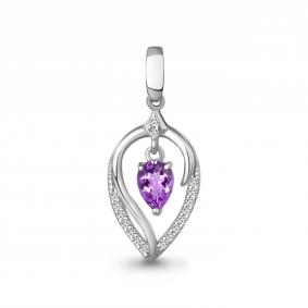 Серебряная подвеска AQUAMARINE А2548704А с фианитом и аметистом А2548704А фото