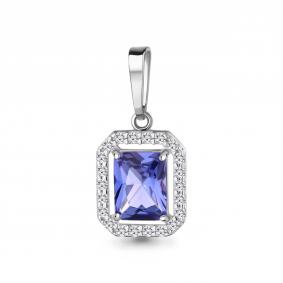 Серебряная подвеска AQUAMARINE А25493603А с фианитом и танзанитом А25493603А фото
