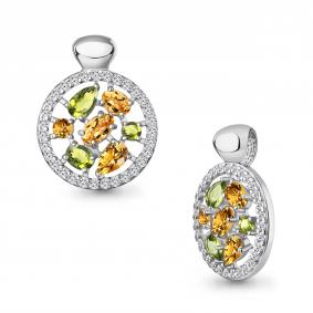 Серебряная подвеска AQUAMARINE А2550338А с фианитом, хризолитом и цитрином А2550338А фото
