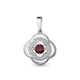 Серебряная подвеска AQUAMARINE с танцующим гранатом и фианитом А2550803А А2550803А фото