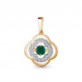 Подвеска из золочёного серебра AQUAMARINE с танцующим агатом и фианитом А2550809А-п А2550809А-п фото