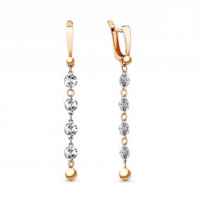 Серьги из золочёного серебра AQUAMARINE А30928-пк А30928-пк фото