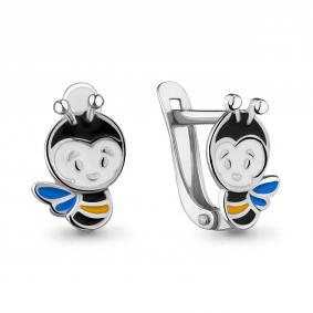 Серебряные серьги AQUAMARINE А33137 с эмалью А33137 фото