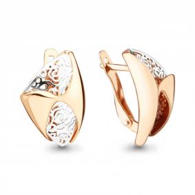 Серьги из золочёного серебра AQUAMARINE А33302-пк А33302-пк фото