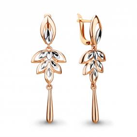 Серьги из золочёного серебра AQUAMARINE А33521-пк А33521-пк фото