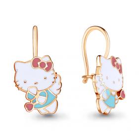 Серьги из золочёного серебра AQUAMARINE А33535-п с эмалью А33535-п фото