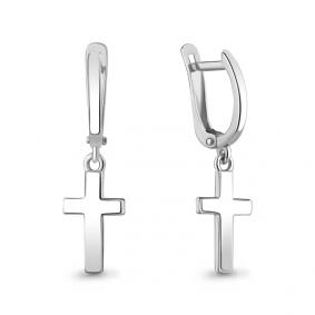 Серебряные серьги Крест AQUAMARINE А33799 А33799 фото