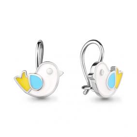 Серебряные серьги AQUAMARINE А34018 с эмалью А34018 фото