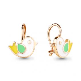 Серьги из золочёного серебра AQUAMARINE А34019-п с эмалью А34019-п фото