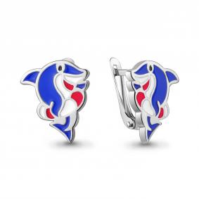 Серебряные серьги AQUAMARINE А34064 с эмалью А34064 фото