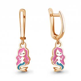 Серьги из золочёного серебра AQUAMARINE А34067-п с эмалью А34067-п фото