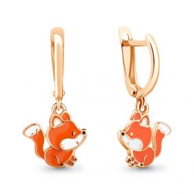 Серьги из золочёного серебра AQUAMARINE А34069-п с эмалью А34069-п фото