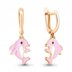 Серьги из золочёного серебра AQUAMARINE А34159-п с эмалью А34159-п фото