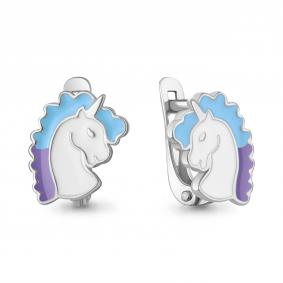 Серебряные серьги AQUAMARINE А34165 с эмалью А34165 фото