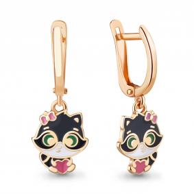 Серьги из золочёного серебра AQUAMARINE А34188-п с эмалью А34188-п фото