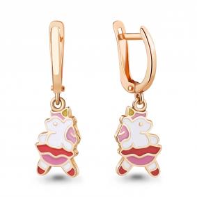 Серьги из золочёного серебра AQUAMARINE А34245-п с эмалью А34245-п фото