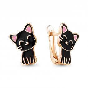 Серьги из золочёного серебра AQUAMARINE А34264-п с эмалью А34264-п фото