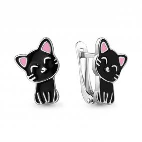 Серебряные серьги AQUAMARINE А34264 с эмалью А34264 фото