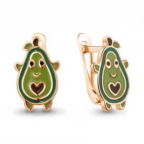 Серьги из золочёного серебра AQUAMARINE А34266-п с эмалью А34266-п фото