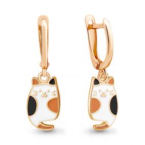 Серьги из золочёного серебра AQUAMARINE А34267-п с эмалью А34267-п фото