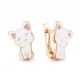 Серьги из золочёного серебра AQUAMARINE А34312-п с эмалью А34312-п фото