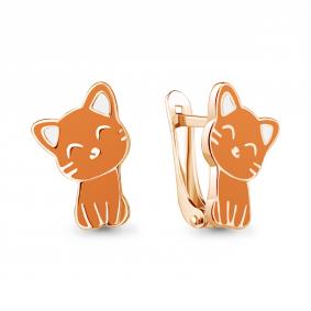 Серьги из золочёного серебра AQUAMARINE А34313-п с эмалью А34313-п фото