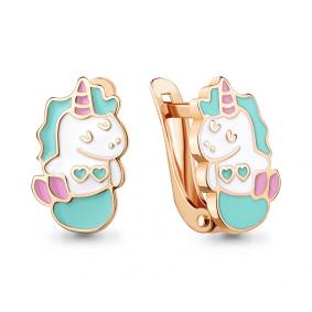 Серьги из золочёного серебра AQUAMARINE А34314-п с эмалью А34314-п фото