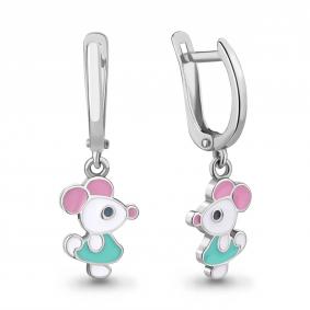 Серебряные серьги AQUAMARINE А34319 с эмалью А34319 фото