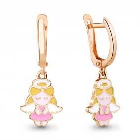 Серьги из золочёного серебра AQUAMARINE А34320-п с эмалью А34320-п фото